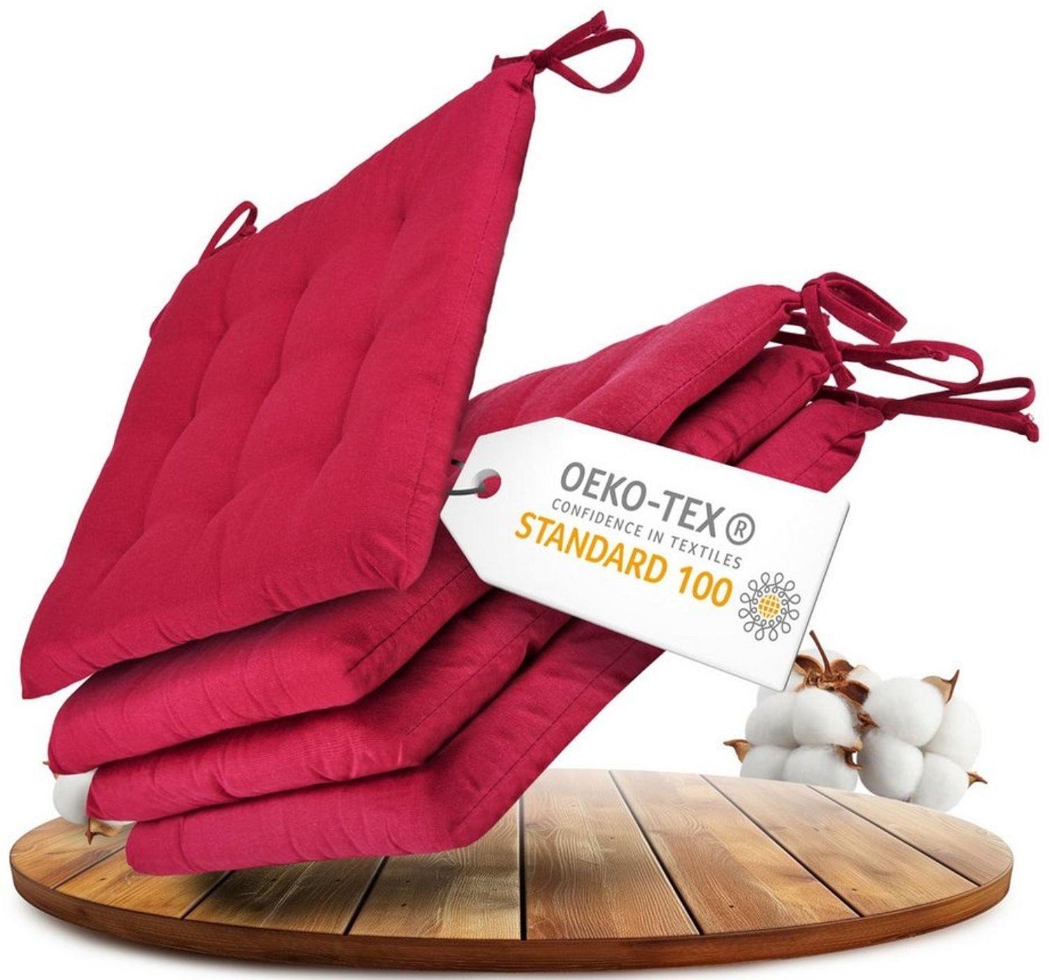 Gräfenstayn Stuhlkissen Sitzkissen 40x40cm Haltebänder Indoor Outdoor, robustes Sitzkissen für Indoor & Outdoor, mit Haltebändern