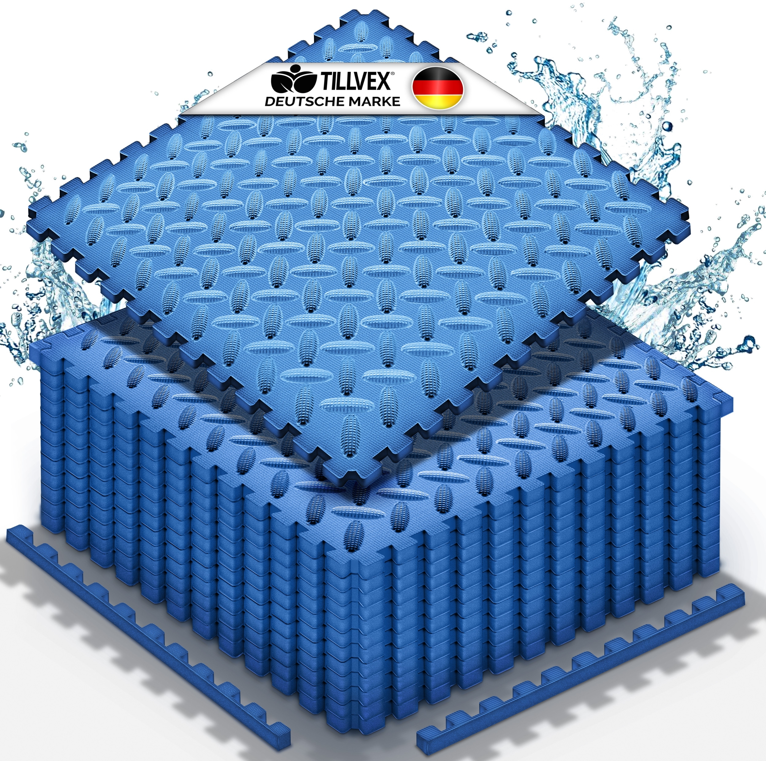 tillvex® Pool Bodenschutzmatte Blau - 24 Stück | Unterlegmatte für Pool & Planschbecken | Poolmatte Bodenmatte Outdoor | Poolunterlage Bodenschutz Matten wärmeisolierend | Whirlpool Bodenfolie weich