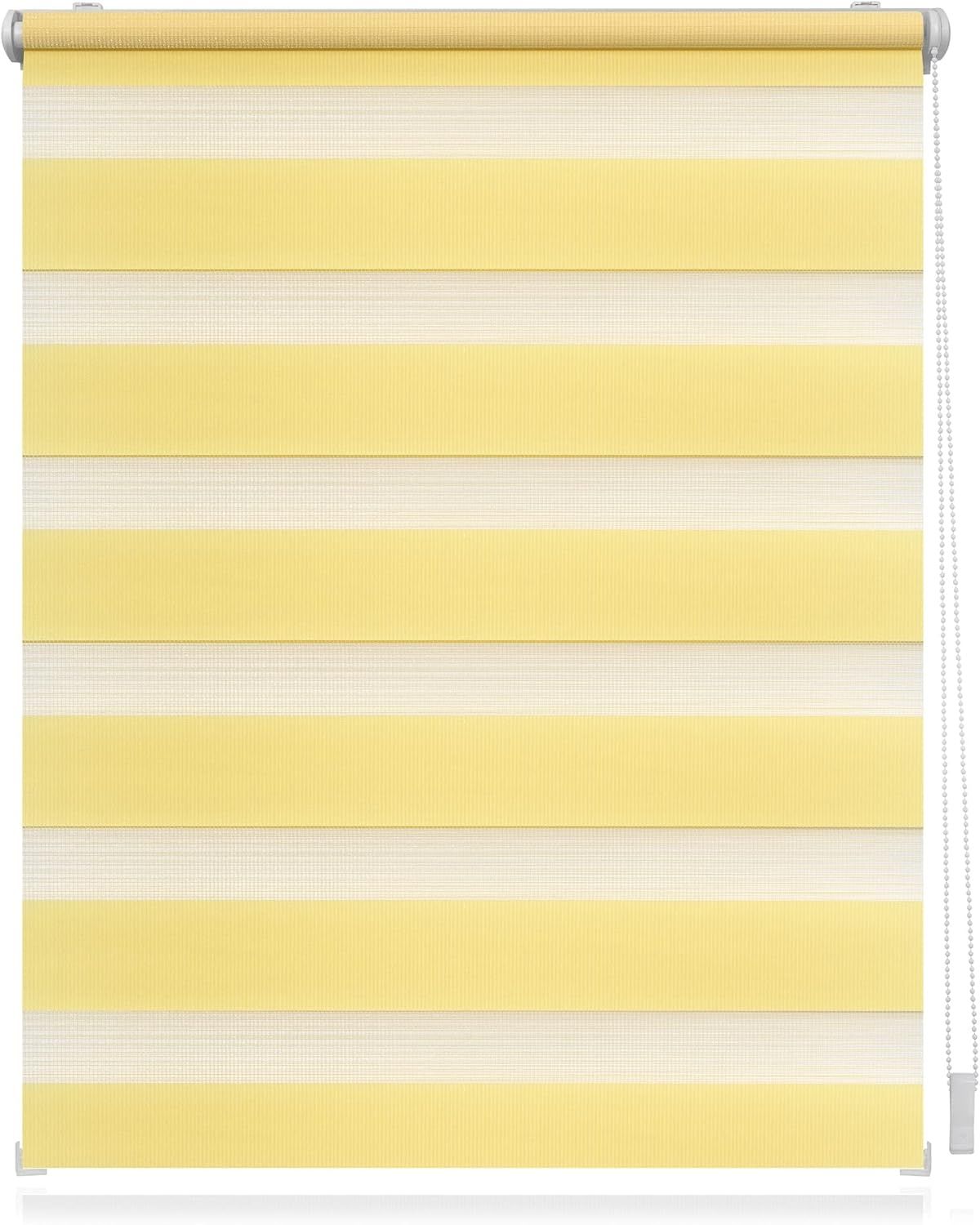 Lichtblick Doppelrollo Klemmfix ohne Bohren, Streifen, Blickdicht, Klemmträger-Montage, Sichtschutz, Wandmongtage, Deckenmontage, für Fenster und Türen Gelb,90x150 cm (B x L)