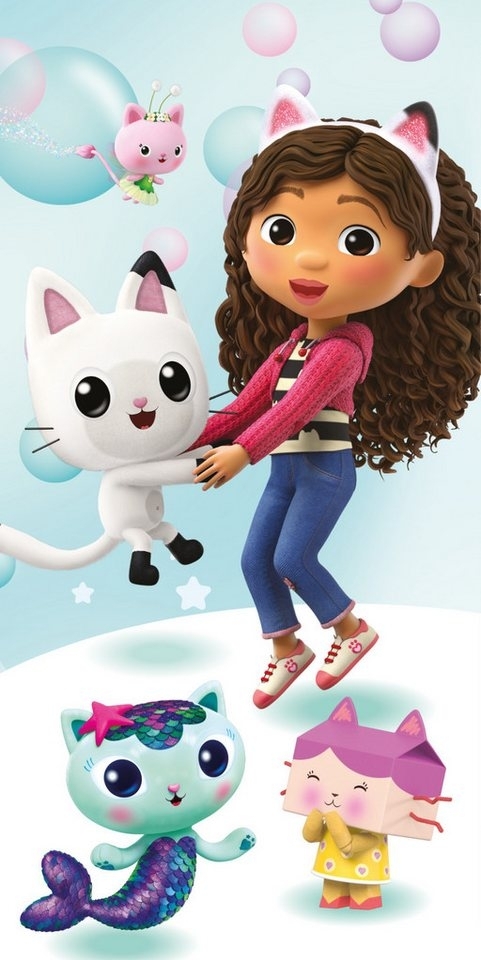 Gabby's Dollhouse Baumwolle Strandtuch Frottee Badetuch mit Premium Druck, 70x140 cm