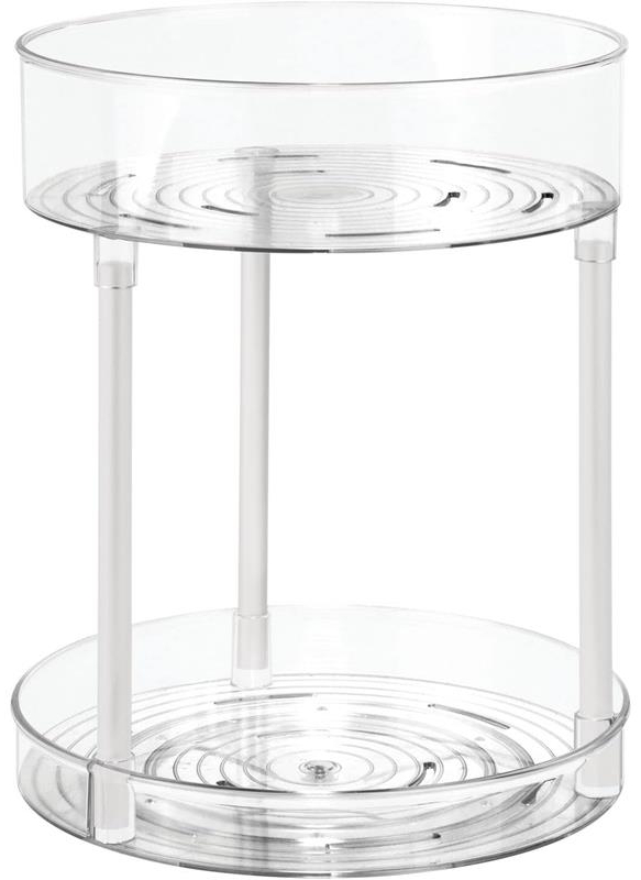 mDesign Regal Organizer Ablage Aufbewahrung drehbar 2 Etagen transparent / weiß