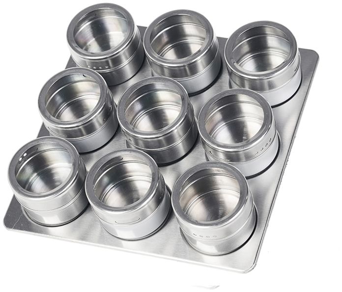 10tlg Edelstahl Metallic Gewürzdosenset Gewurzregal Salz Pfeffer Küche Gewürz Behälter Silber