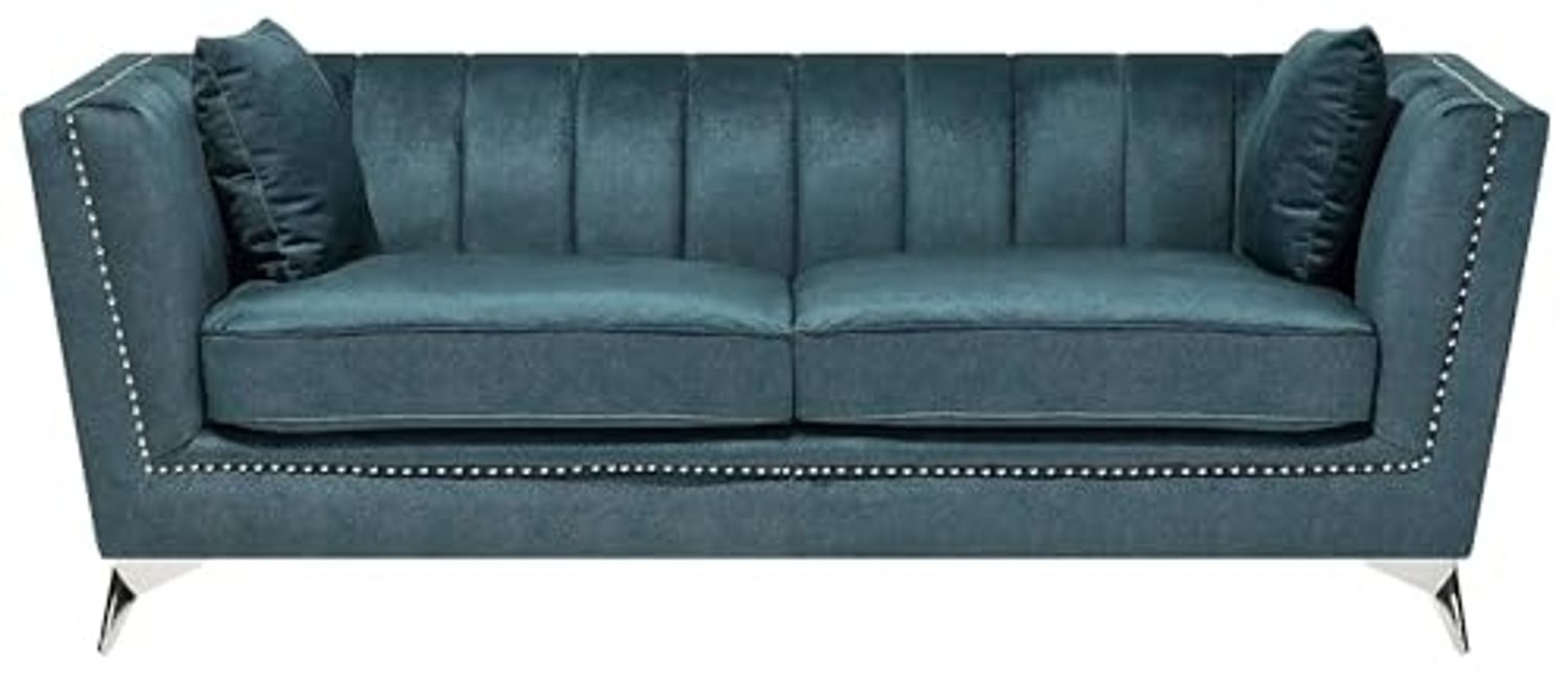 3-Sitzer Sofa Samtstoff blau-grün GAULA