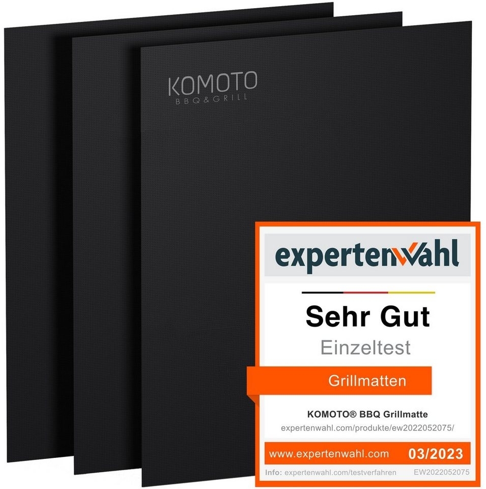 KOMOTO Grillplatte BBQ Grillmatte (3-St), Extra Dick - Ideal für Gasgrill und Holzkohle