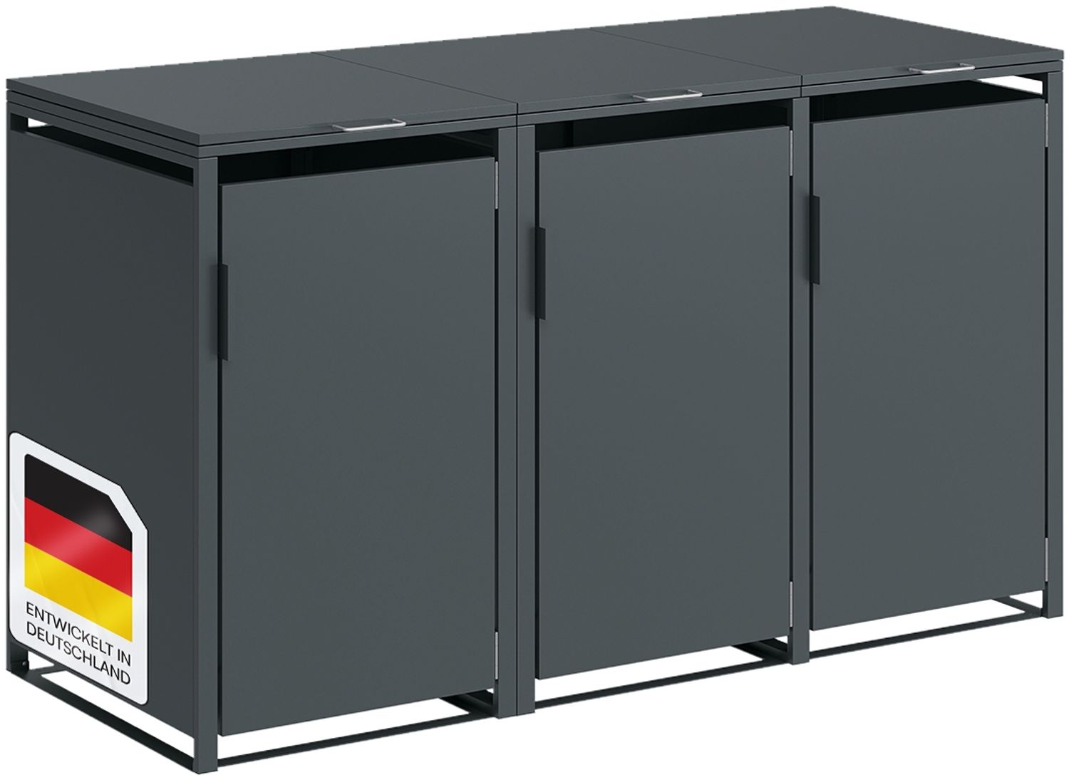 STEELSØN 'Thoria' Mülltonnenbox 3er je 240 Liter, anthrazit, Mülltonnenverkleidung aus Stahl, wetterfest, 116x80x203 cm, Müllbox für 3 Tonnen