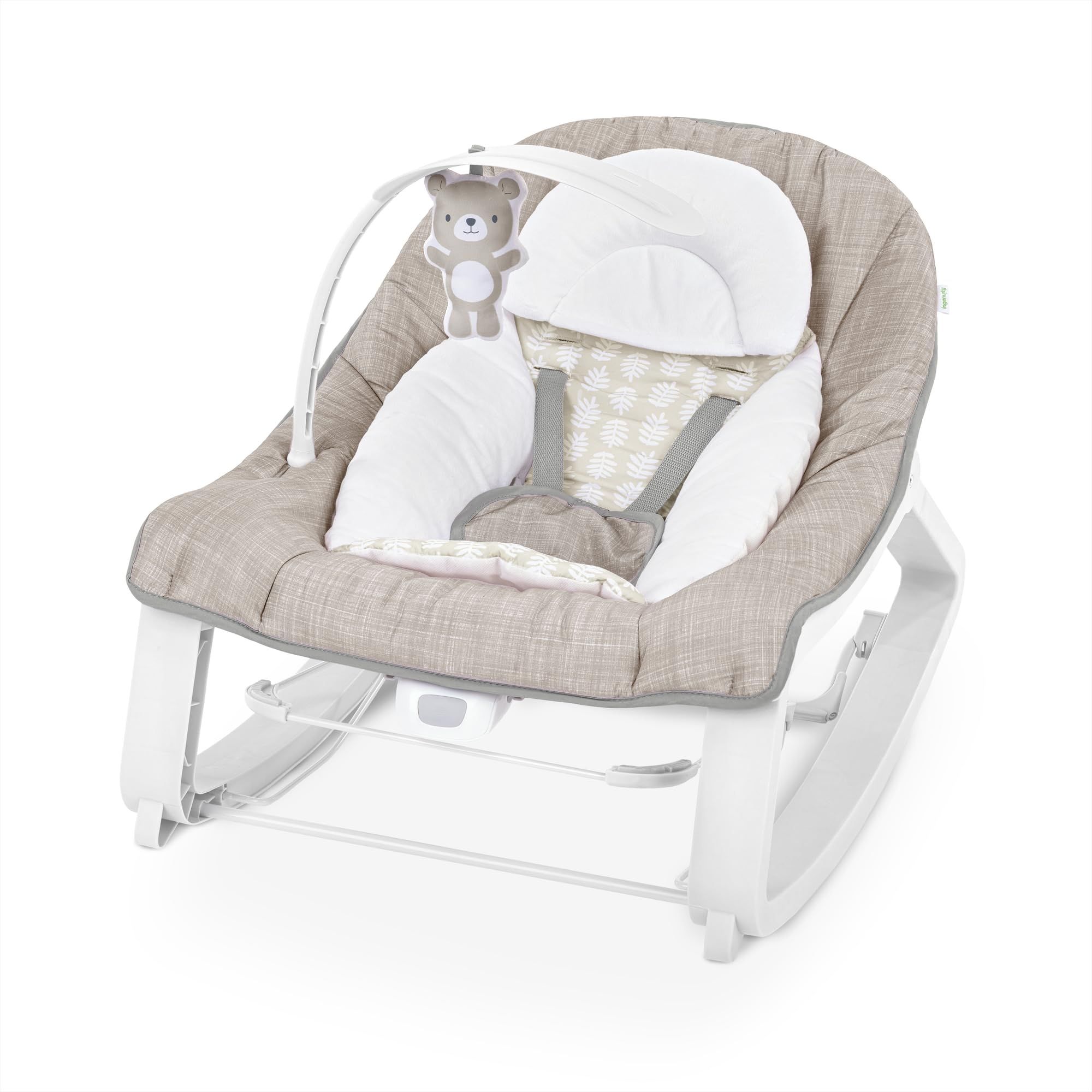 Ingenuity Keep Cozy 3-in-1 Baby Wippe, Sitz und Schaukel für Babys bis Kleinkinder, mit Vibrationen und Spielzeugstange, 0-30 Monate, Bär Linden