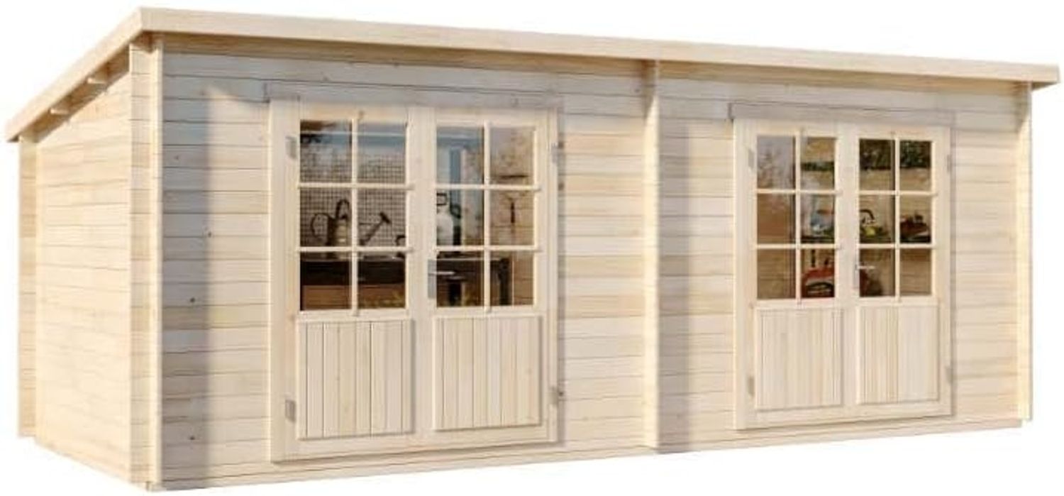 Alpholz Holz Gartenhaus Maria Twin, Natur, 601 x 275 x 220 cm