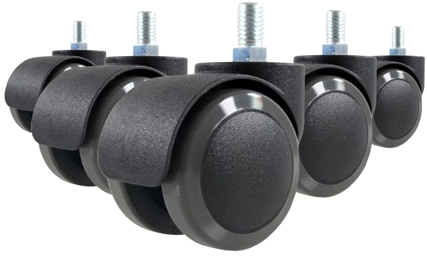 hjh OFFICE 619007 5X Hartbodenrollen 50mm / Gewinde M10 Büro-Stuhl-Rollen für Hartböden (5er Pack)