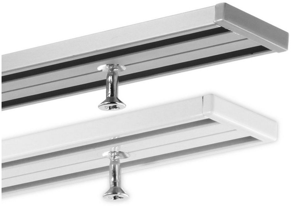 Gardineum Gardinenschiene Vorhangschiene, 2-läufig, vorgebohrt, ab 2 m mittig geteilt