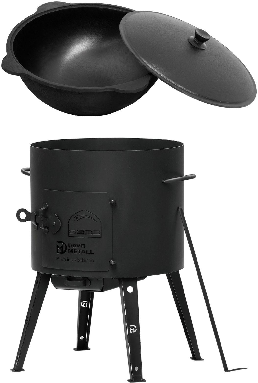 Ø44 Uchag 2mm stahl Utschak Utschag Campingofen 16L Kazan Rund Kessel Feuerstelle Feldküche Außenküche Eintopfofen Gulaschkanone