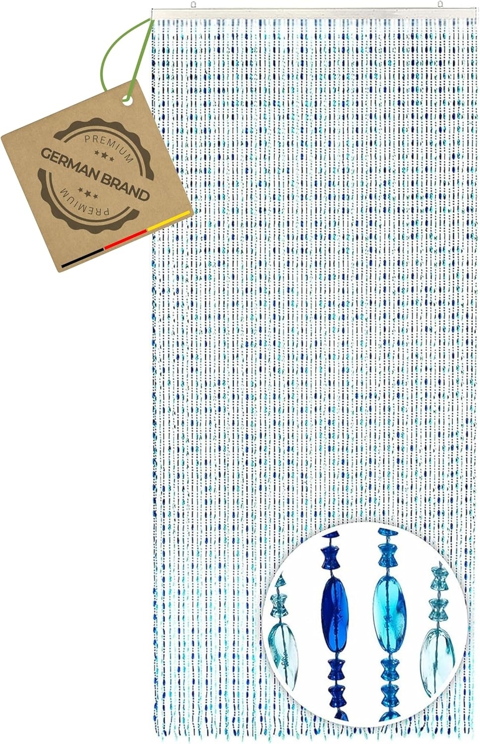 Kobolo Türvorhang Perlenvorhang OCEAN aus Kunststoff blau 90x200cm (1 St), Ösen, transparent