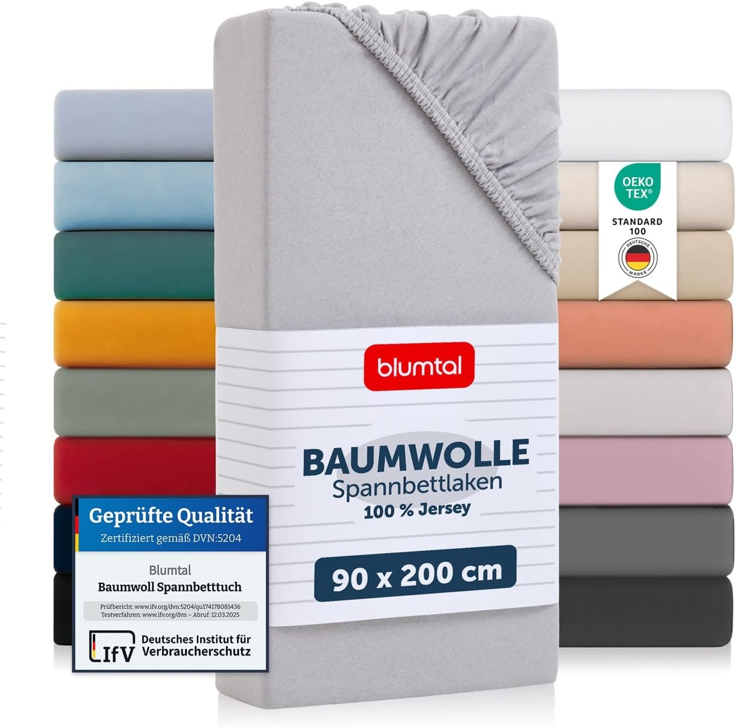 Blumtal® Basics Jersey (2er-Set) Spannbettlaken 90x200 cm -Oeko-TEX Zertifiziert, 100% Baumwolle Bettlaken, bis 20cm Matratzenhöhe, Moonlight Grey