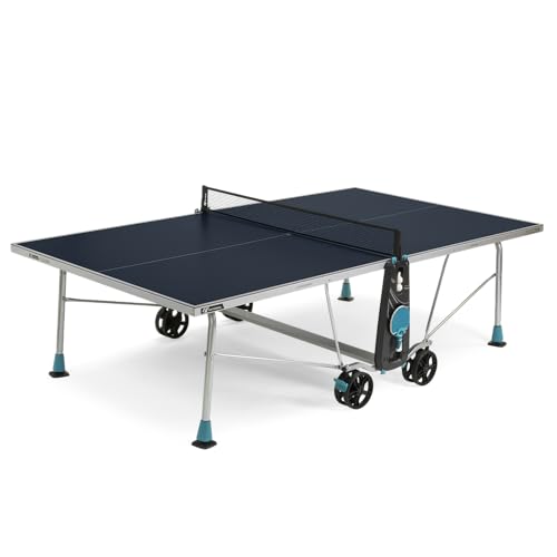 Cornilleau Outdoor Tischtennisplatte 200X, Wetterfeste Freizeitplatte mit SoftMat-Oberfläche, Blau