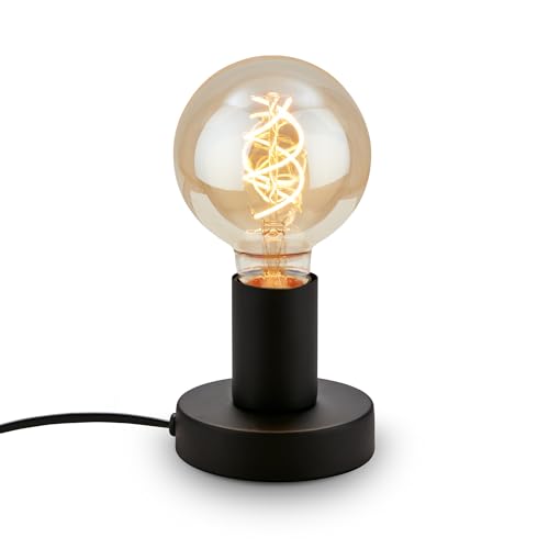 Briloner Tischleuchte Teepu, 10 W, E27-Fassung, Schwarz, Metall, Ø 10 cm, IP20