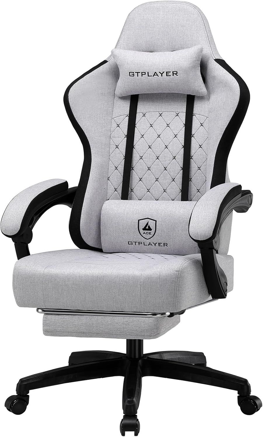 GTPLAYER Gaming-Stuhl, Bürostuhl mit Taschenfederkissen, Armlehnen und Fußstütze, ergonomischer Computerstuhl mit hoher Rückenlehne, mit Lendenwirbelstütze FG