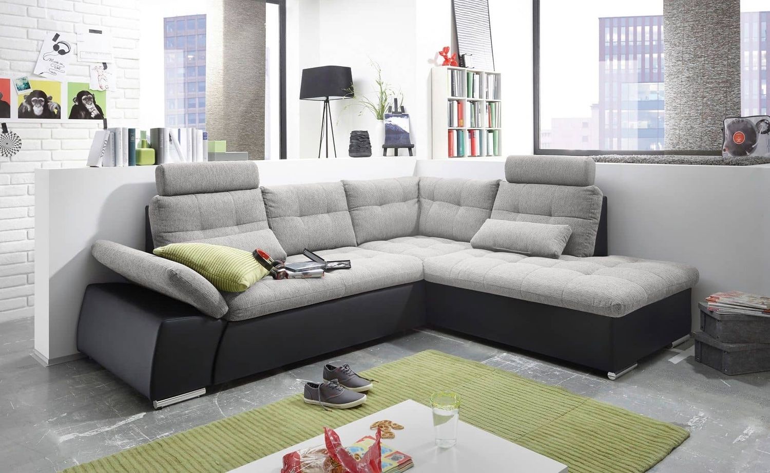 Bega Ecksofa rechts JAKARTA mit Schlaffunktion schwarz silver