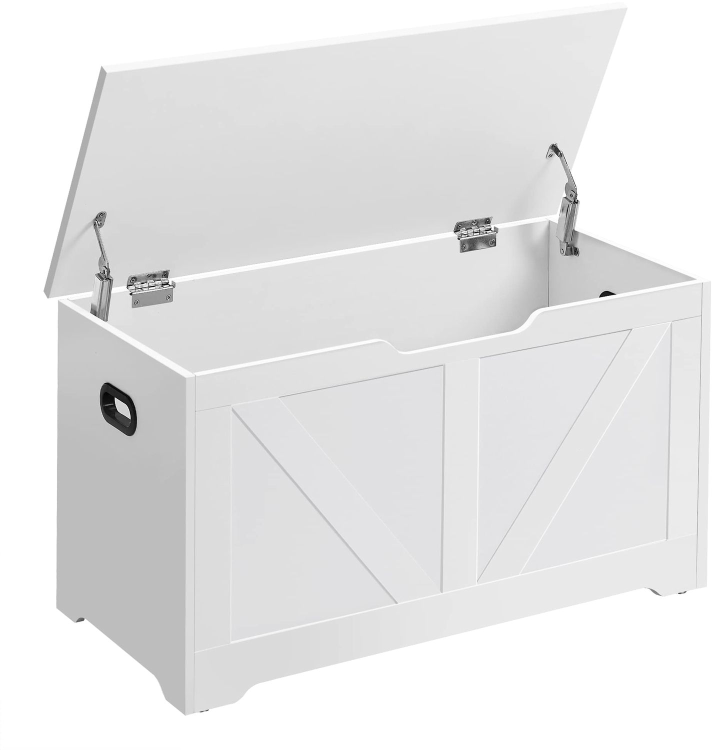 VASAGLE Schuhbank, Sitzbank mit Stauraum, Sitztruhe, 2 Sicherheitsscharniere, Aufbewahrungsschrank, Landhausstil, 40 x 80 x 46 cm, für Flur, Schlafzimmer, Wohnzimmer, wolkenweiß LSB062T14