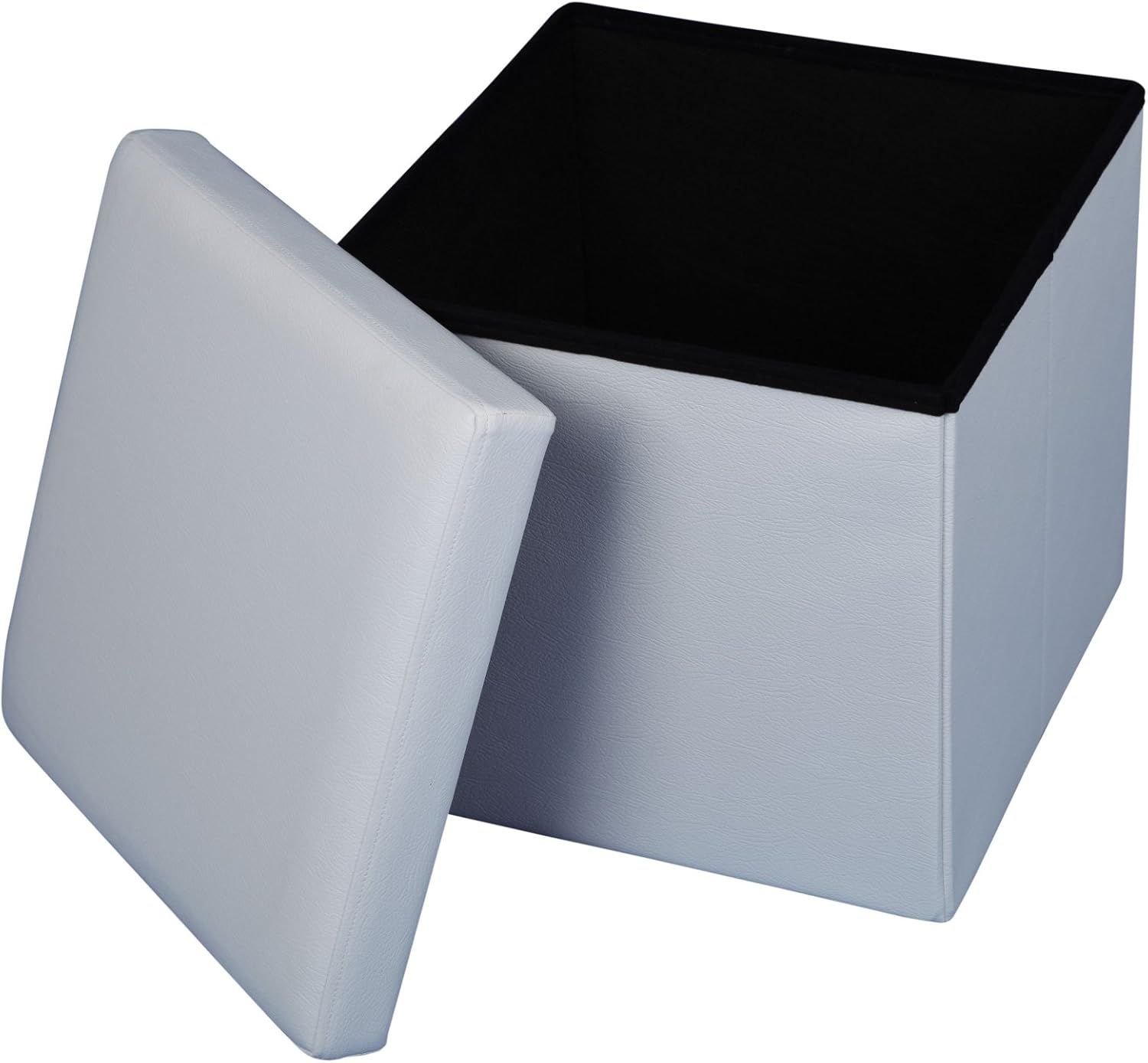 ECHTWERK Sitzwürfel StoreCube, faltbar, circa 38 x 38 x 38 cm, Kunstleder, Aufbewahrungsbox, weiß