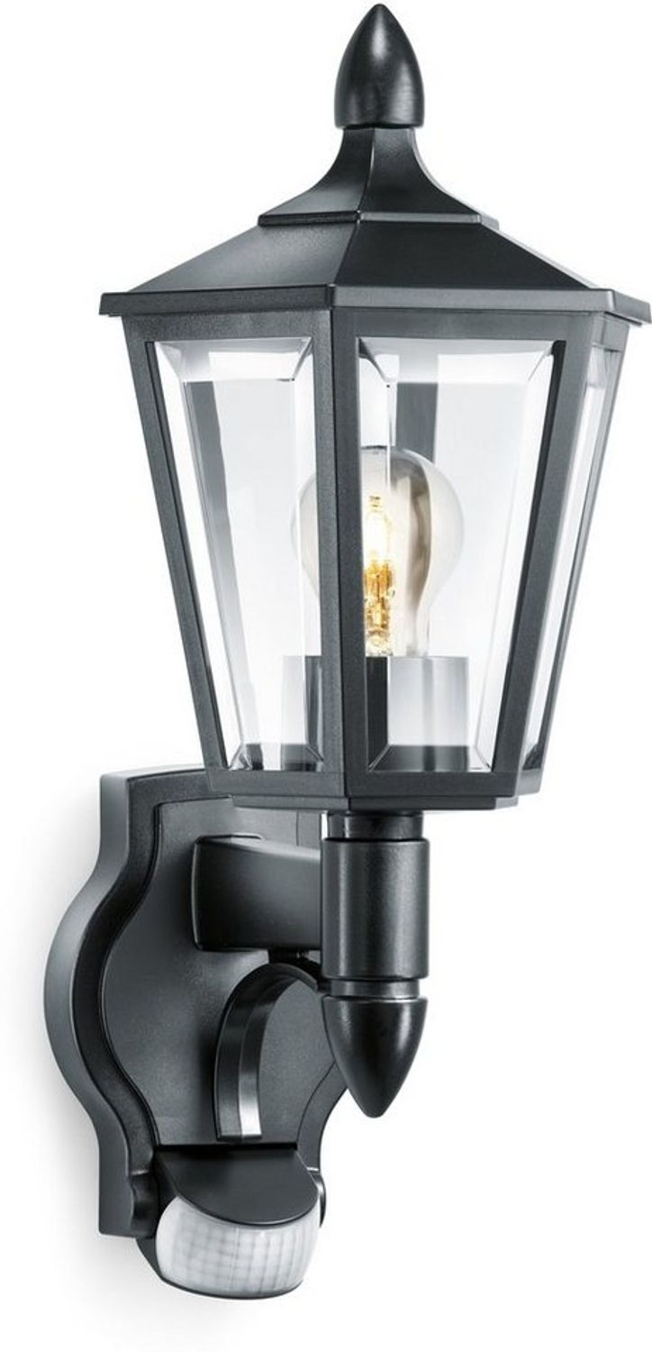 Steinel Sensor-Außenleuchte L 15 S schwarz, mit 180°-Infrarot-Bewegungsmelder, Klassische Wandleuchte, E27-Fassung, max. 60 W