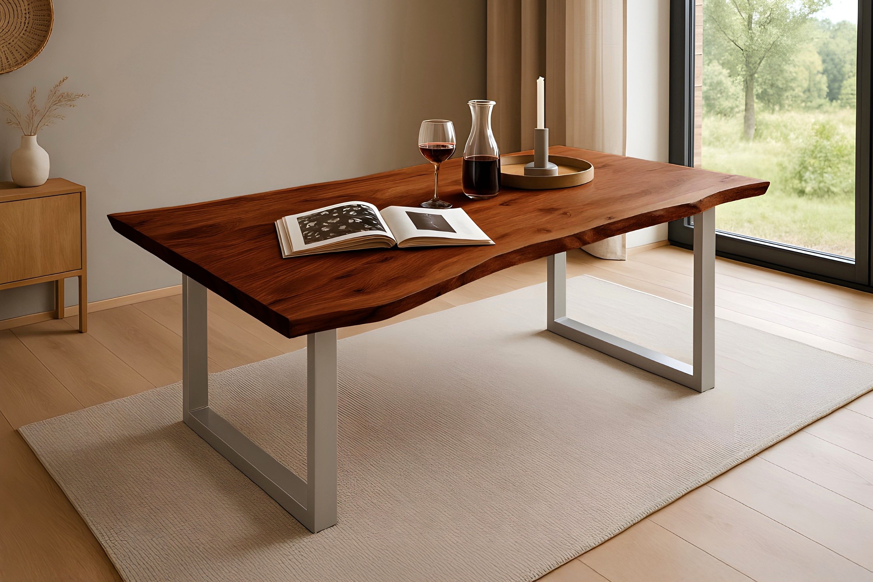 Esstisch Baumkante massiv Akazie nussbaum 160 x 85 silber QUINN 61854180