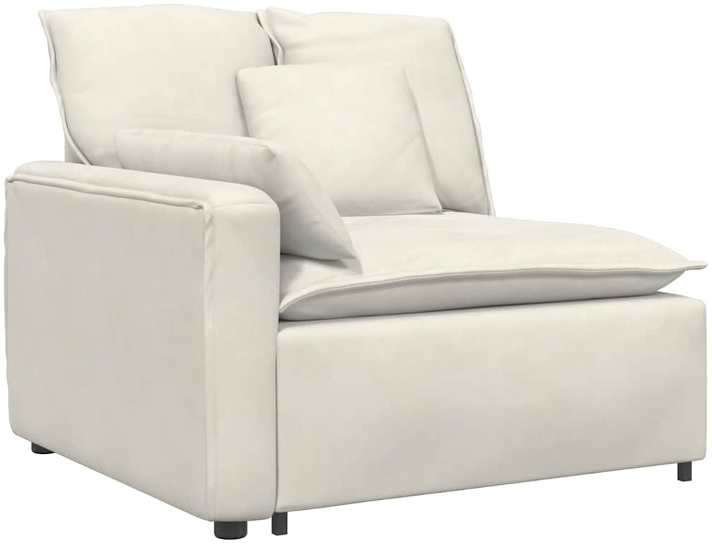 vidaXL Modulares Sofa Endmodul mit Armlehne Kissen Creme 100 cm 4104406