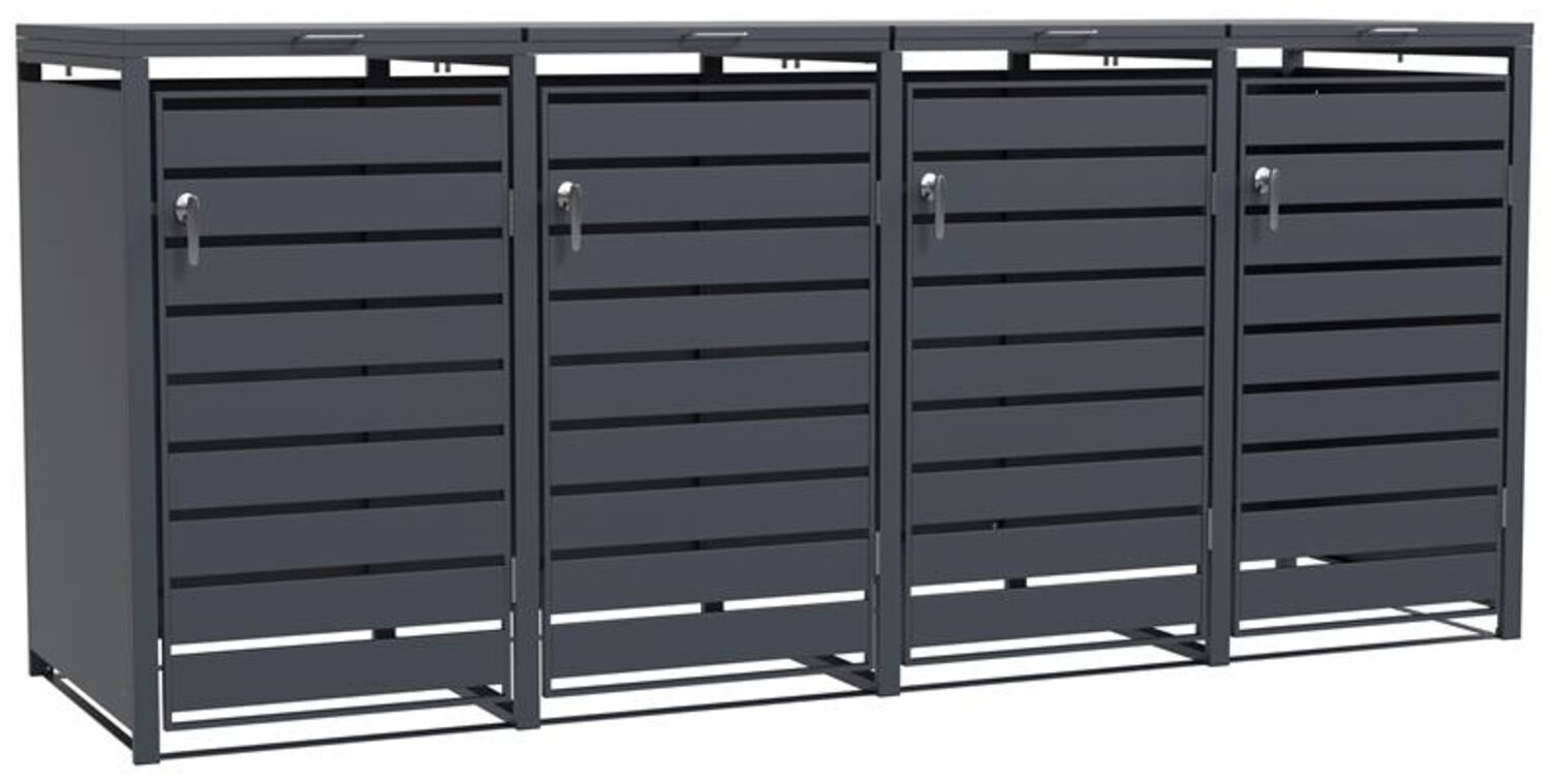 ESTEXO Mülltonnenbox mit 4 Türen, verzinkter Stahl anthrazit, 132 x 80 x 116 cm