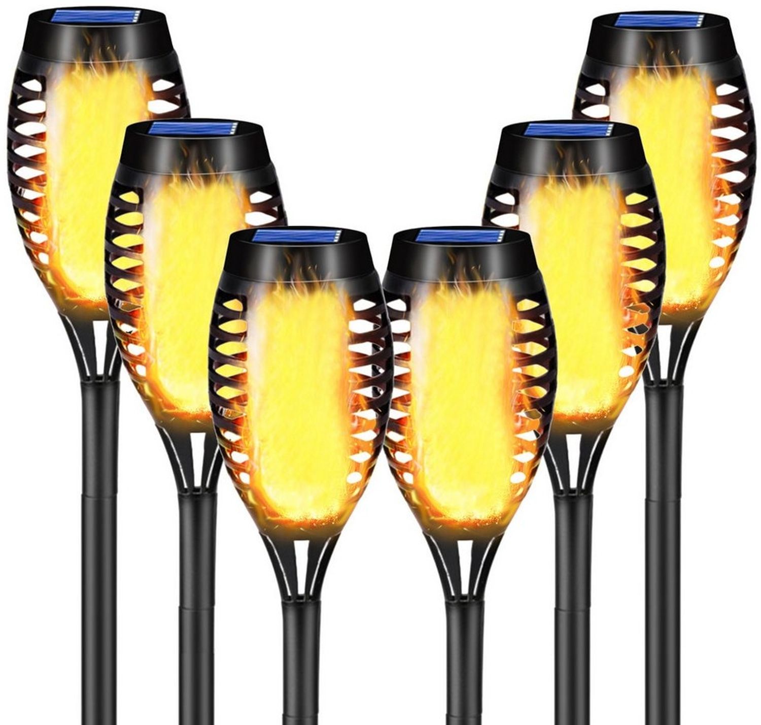 LQWELL LED Solarleuchte Solarleuchten Solar Fackellicht für Außen Garten, LED Solarlampe, mit Realistischer Flammeneffekt, IP65 Wasserdicht