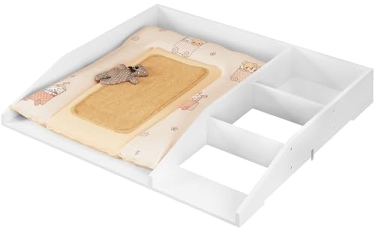 WOLTU Wickelaufsatz, für Kommode mit Tiefe 47,5-50 cm Breite ab 80 cm, Wickeltischaufsatz mit Trennfach, mit Sicherheitsgurt, 80 x 13,5 x 74,5 cm, Weiß, WT017ws