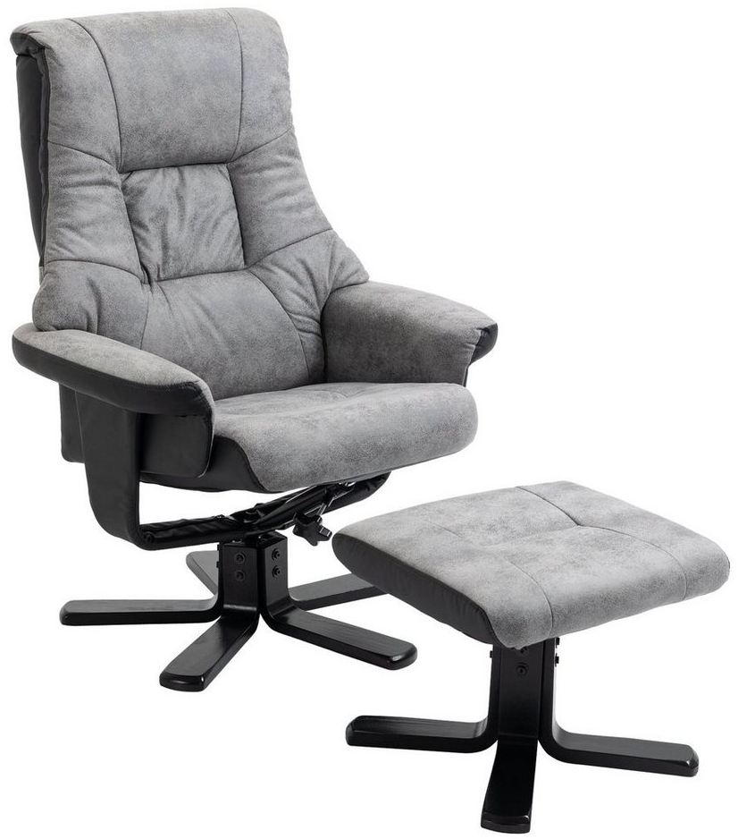 HOMCOM Polsterstuhl TV Sessel mit Liegefunktion (Polstersessel, 2 St), Mikrofaser Grau, 78 x 82,5 x 109 cm