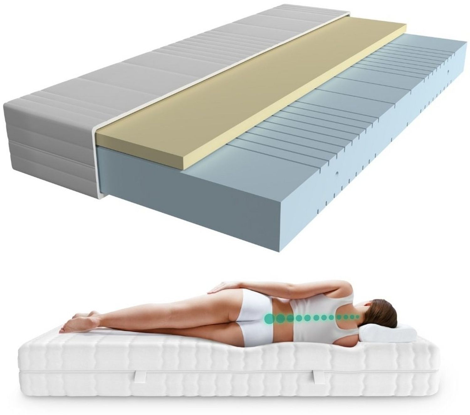 Visco-Matratze 7-Zonen Viscoschaum-Matratze, Komfortschaum Kern, Memory Foam Matratze, AM Qualitätsmatratzen, 20 cm hoch, 80x200 cm