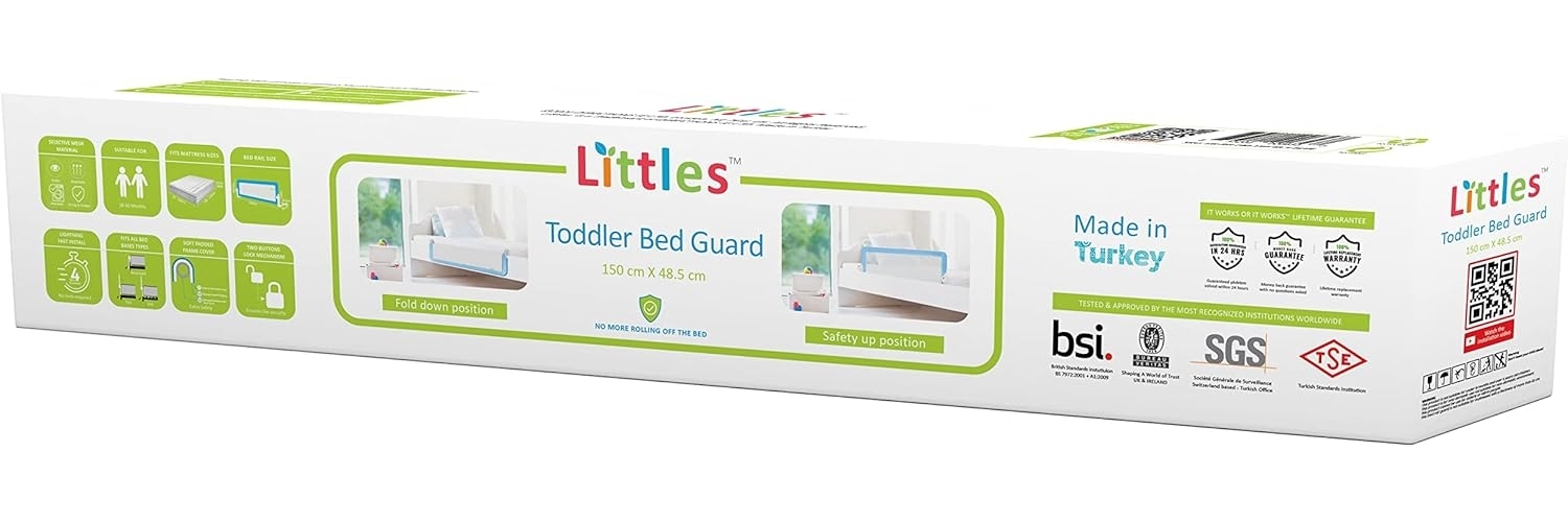 Littles bettgitter bettschutzgitter für Kinder und Baby. Faltbar/klappbar. 150x48.5 cm, Weiss