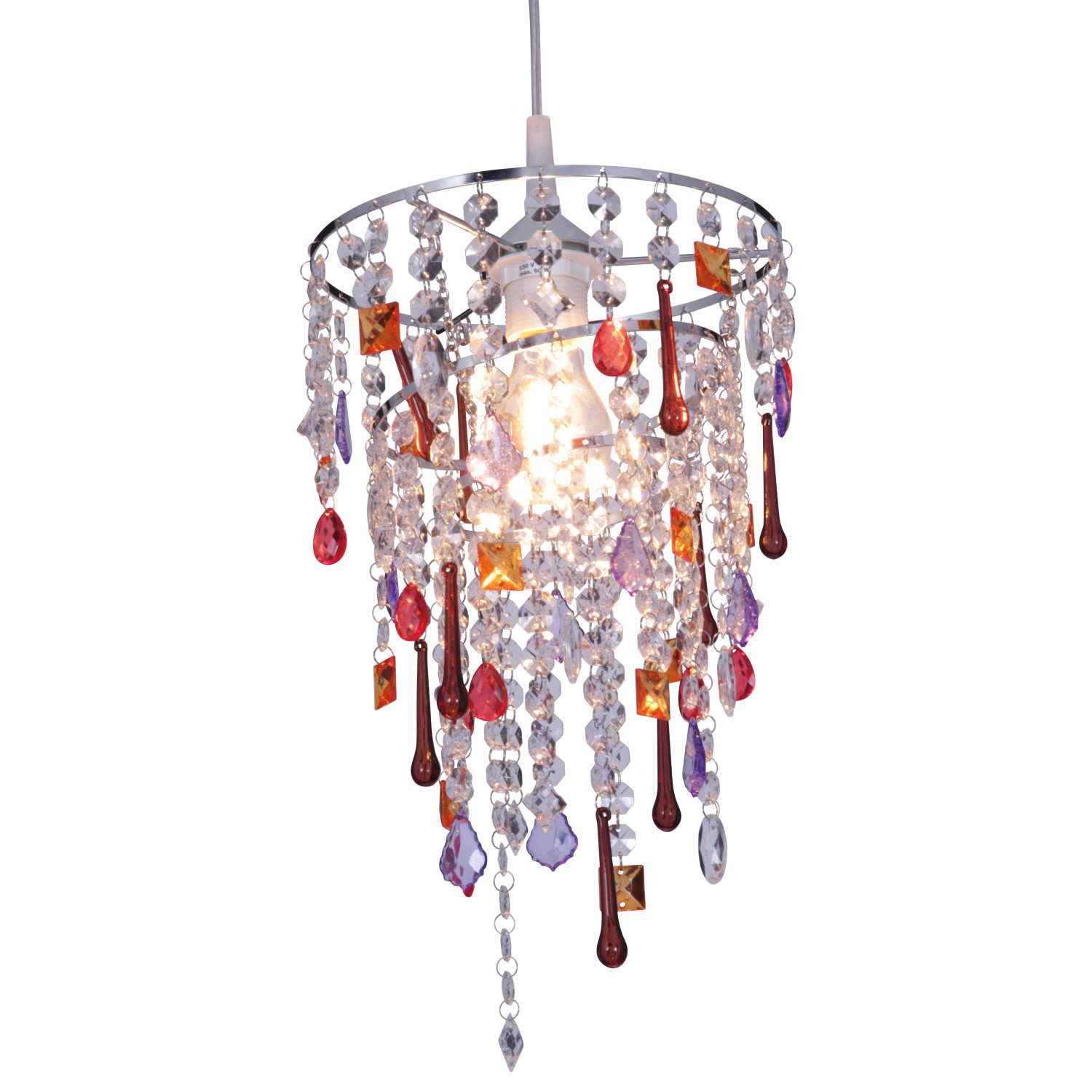 Näve Pendelleuchte mit bunten Perlensträngen, E27 Fassung bis 60 W, dekorativ