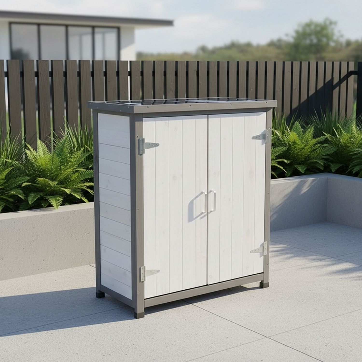 Gartenschrank, weiß/grau 75 cm × 40 cm × 90 cm