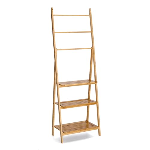 Zeller Present Leiterregal, Wandregal aus Bambusholz, natur, 53.5x30.5x1.54 cm