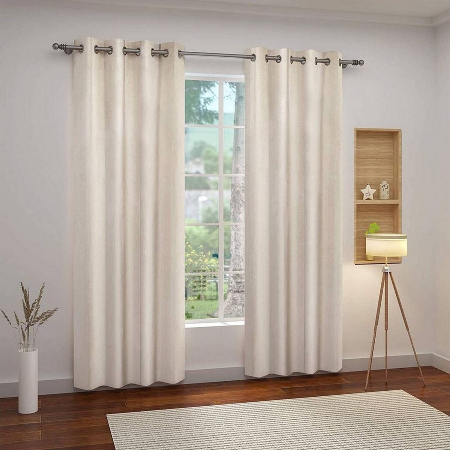 Woltu Verdunkelungsvorhang (2 St), Stangendurchzug, verdunkelnd, mit Ösen blickdicht