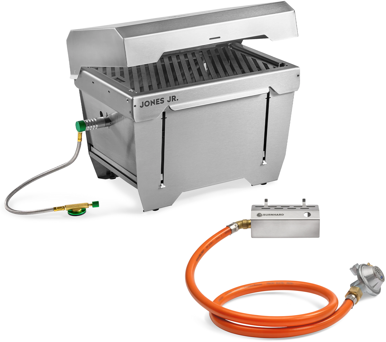 BURNHARD Gasflaschen Adapter für Gasgrill JONES Jr, Kit für 5, 8 und 11 kg , inkl. 1.5 bar Druckminderer und Adapter - Multi-Color - #946831