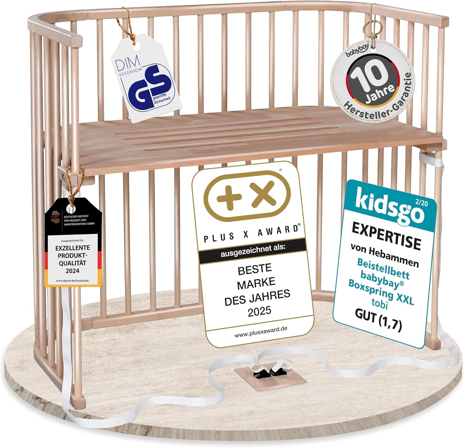 babybay Boxspring XXL Beistellbett (für Boxspring-Betten), natur lackiert