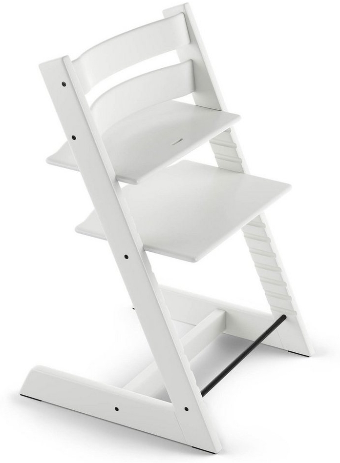 Stokke 'Tripp Trapp' Hochstuhl, white, höhenverstellbar, Buche massiv, bis 110 kg