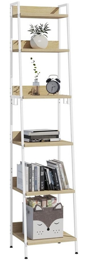 Woltu Standregal, 1-tlg, mit 6 Ebenen, mit 4 Haken, aus MDF Metall