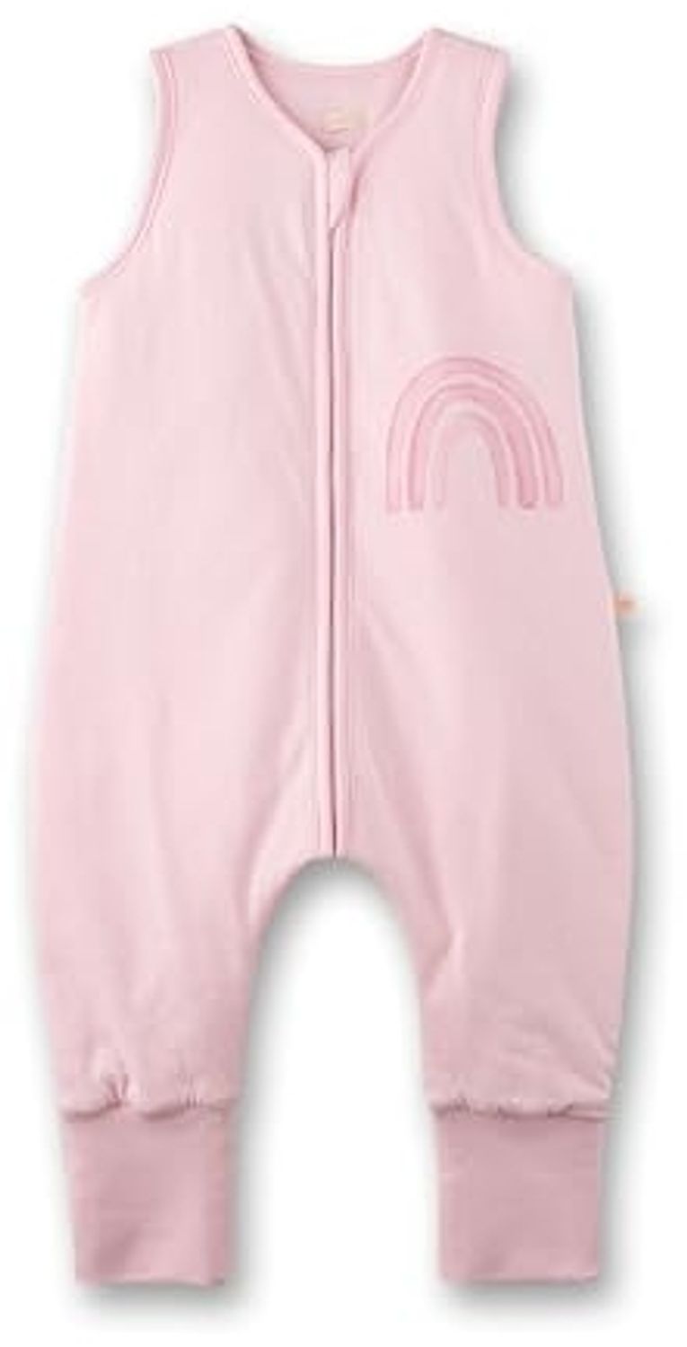 SANETTA Baby-Schlafsack mit Füßen Rosa | Praktischer und bequemer Unisex-Schlafsack aus Bio-Baumwolle. Baby-Schlafsack mit Reißverschluss und Regenbogen-Print | Baby Sleeping Bag
