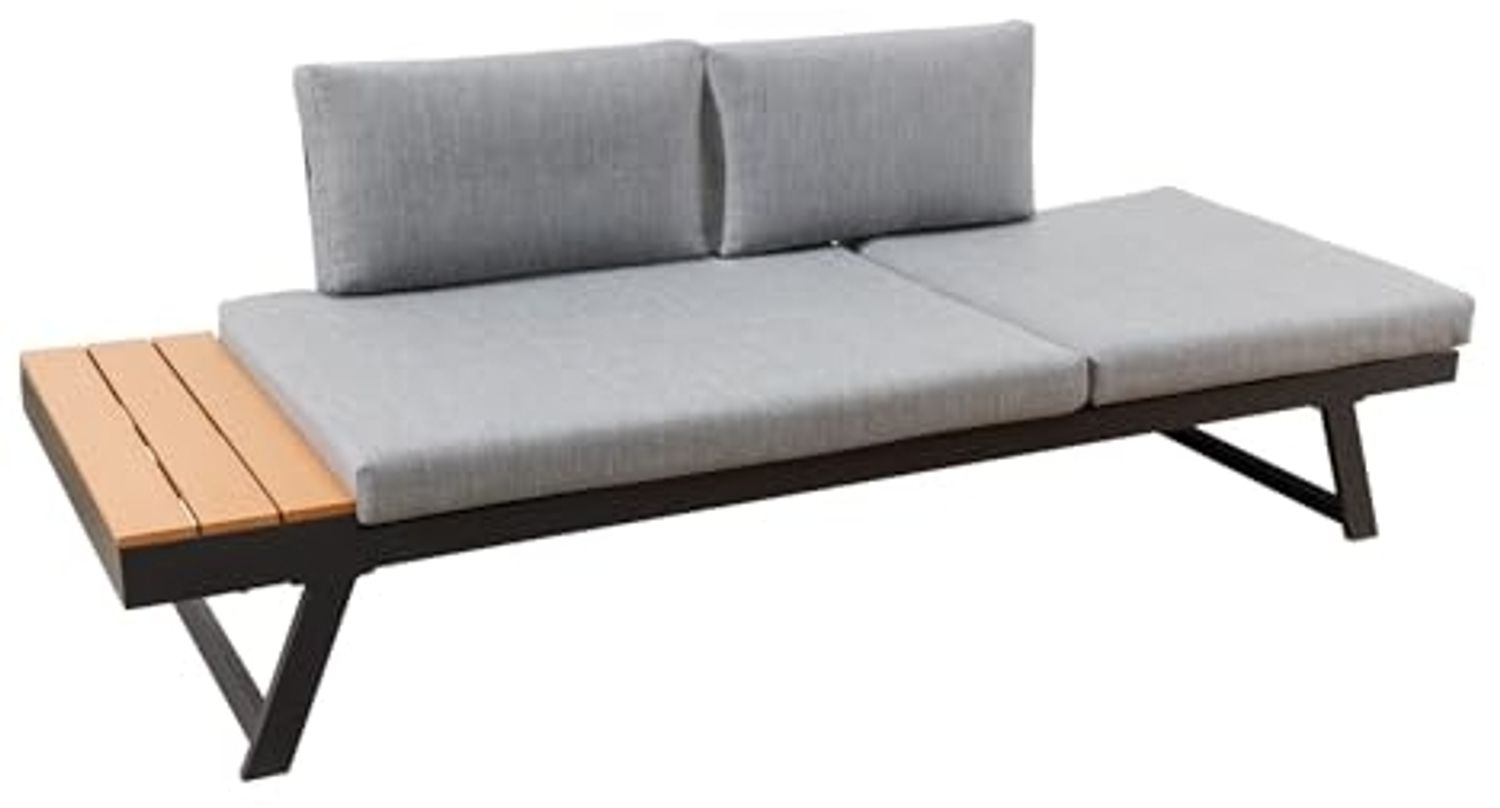 riess-ambiente Loungesofa MODULAR MIAMI 230cm grau natur anthrazit · wetterfeste Outdoor-Liege, Einzelartikel 1 Teile, Balkon/Terrasse/Garten · Aluminium & WPC · verstellbares Kopfteil