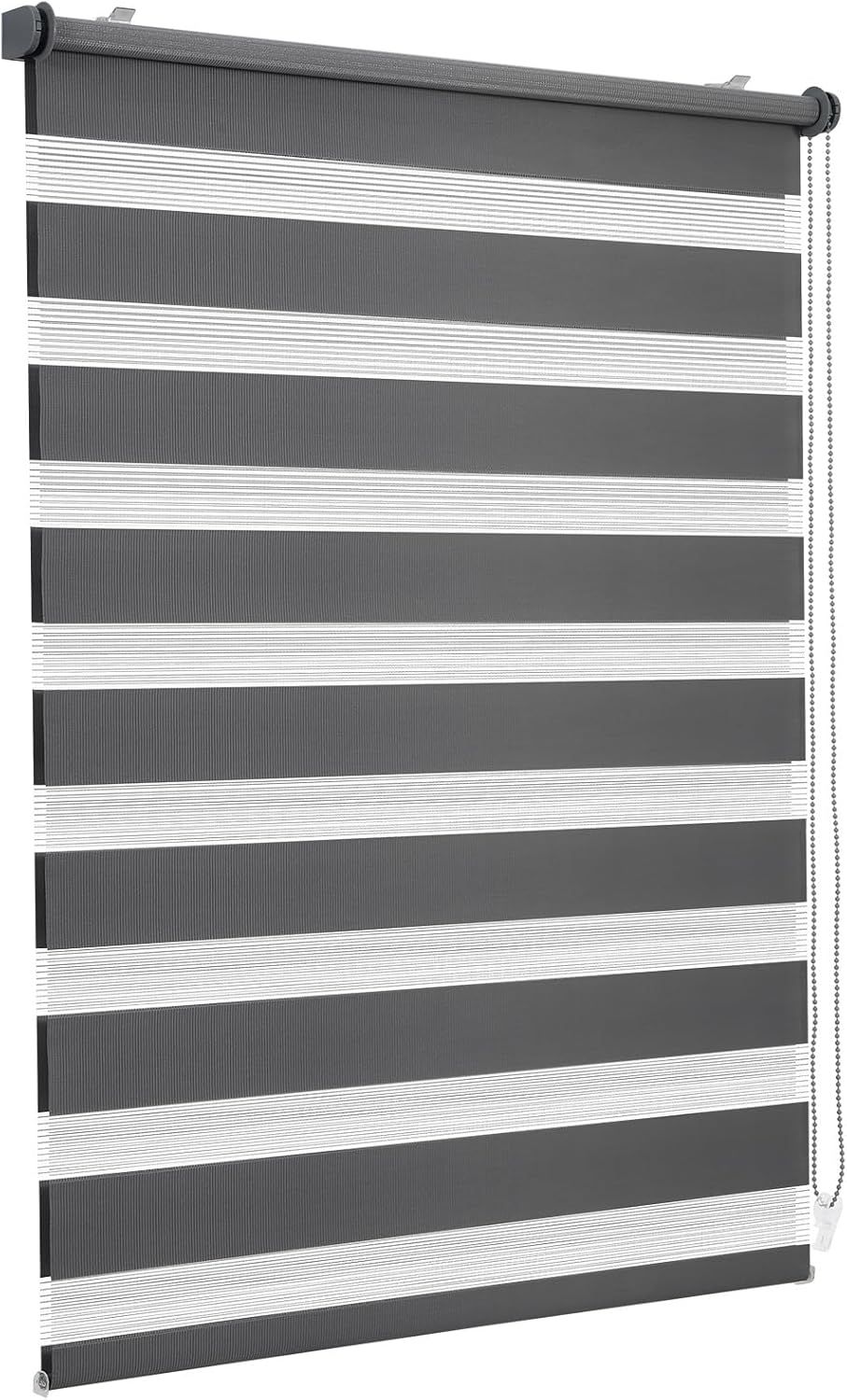 Sekey Doppelrollo Klemmfix ohne Bohren für Fenster, Doppelrollo 130 cm breit, Duo Rollo Jalousie Sonnenschutz, 130x210 cm, Dunkelgrau