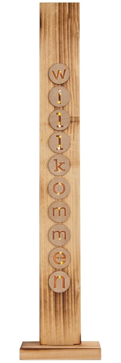 Willkommen Deko Eingang Beleuchtet LED Außen Holzschild Draußen Timer 5303927