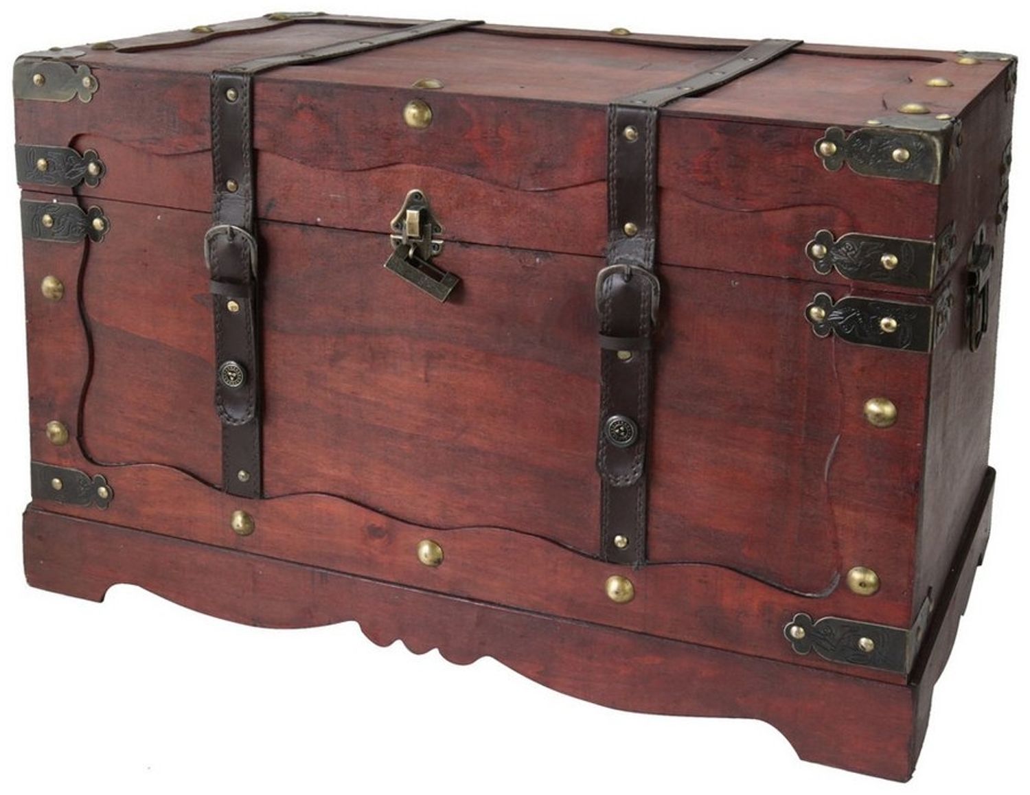 HMF Schatzkiste Schatztruhe Frankreich aus Holz mit dekorativem Metallschloss (1 St), handgefertigte Holztruhe, 60 x 35 x 38 cm