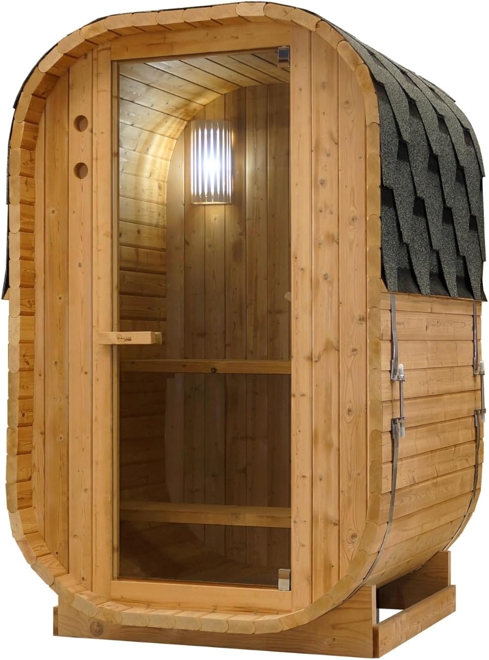 Sanotechnik Outdoor Fasssauna 'LINDHOLM' für 1-2 Personen, Thermo-Fichtenholz, 189x220x191,5 cm