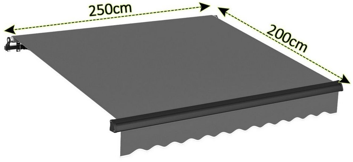 Clanmacy Kassettenmarkise Markise Elektrisch mit Fernbedienung Handkurbel Polyester Grau 2,5x2 m