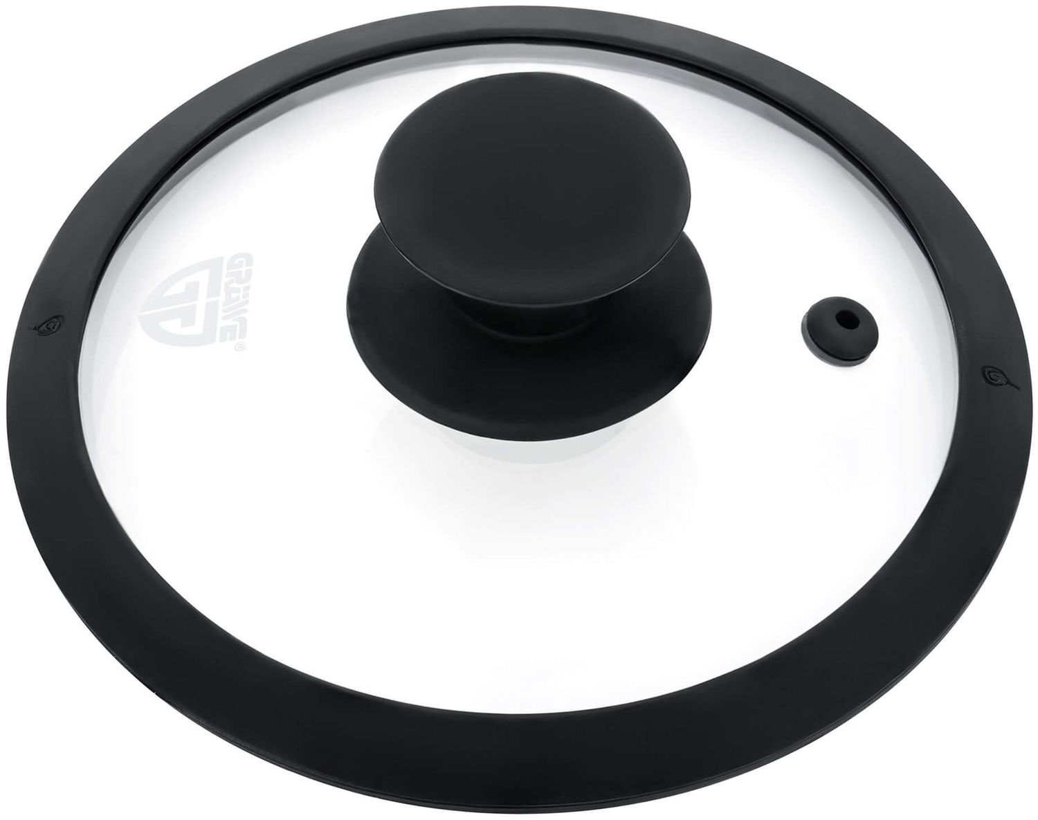 Glasdeckel mit Silikonrand Schwarz 14 cm