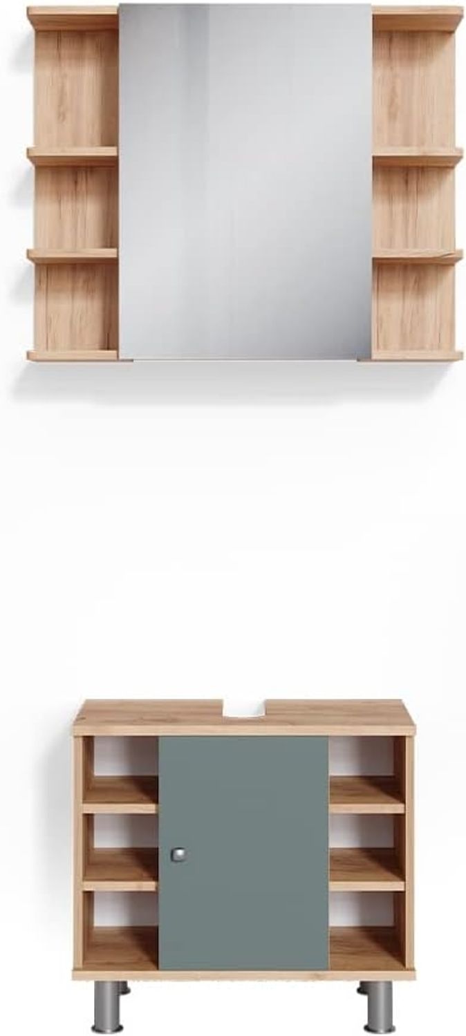 Badmöbel-Set Fynn Grün 2 Teile Vicco