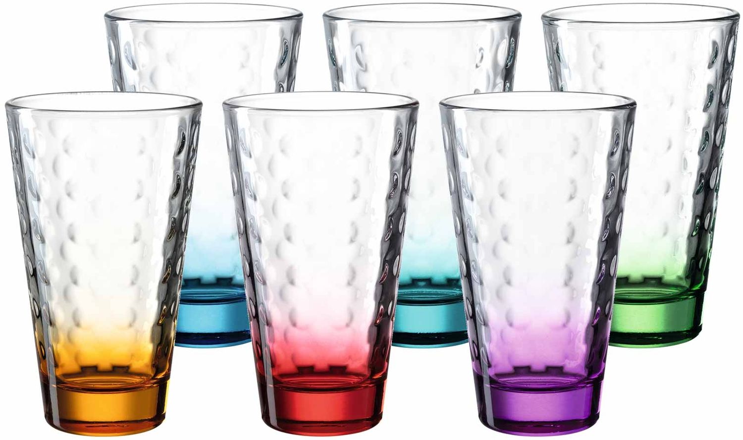 Leonardo OPTIC Trinkglas groß 300 ml Boden Bunt 6er Set