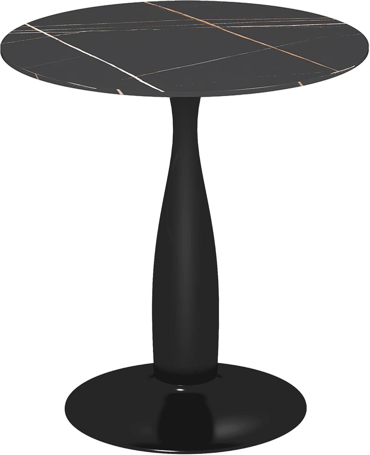 HOMCOM Esstisch mit marmorierter Platte und Stahlgestell (Esszimmertisch, 1-St, Küchentisch), für 2 Personen, Ø70 x 74 cm, Schwarz